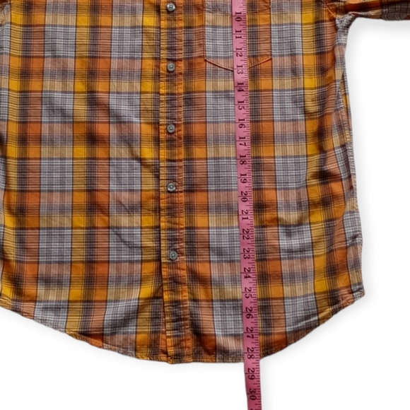 AÉROPOSTALE MEN'S YELLOW PLAID LONG SLEEVE BUTTON UP RELAXED SHIRT.SIZE S/P - Picture 6 of 10